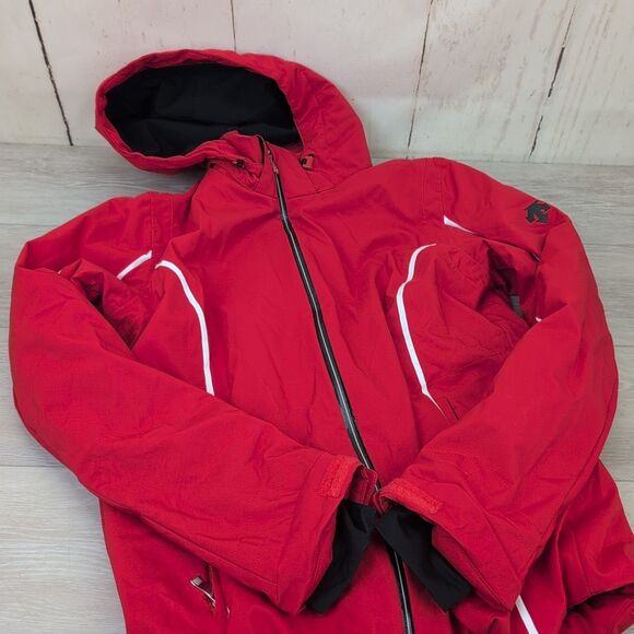 DESCENTE WOMEN'S SKI SNOWBOARD HOODED JACKET 3M Insulate Red Size 12 - Picture 1 of 9
